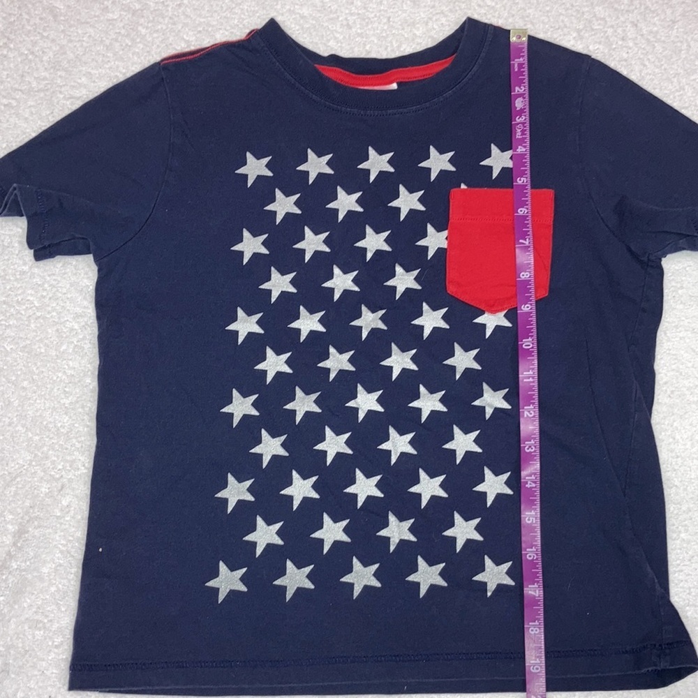 Hanna Andersson swim trunk and tee red white blue stripes and stars size 130 6/7 - Picture 8 of 11